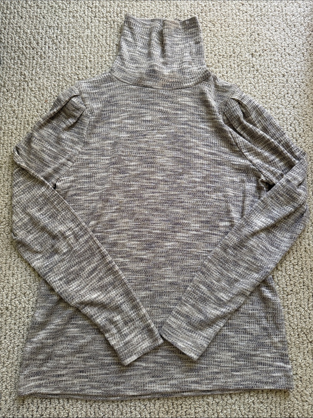 LOFT Gray Marled Turtleneck Long Sleeve Sweater
